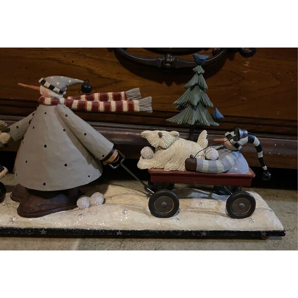 Williraye Studio 2006 “Tree for Me” Winter Snowman Wagon Dog Bells Birds WW2576 - Picture 7 of 15
